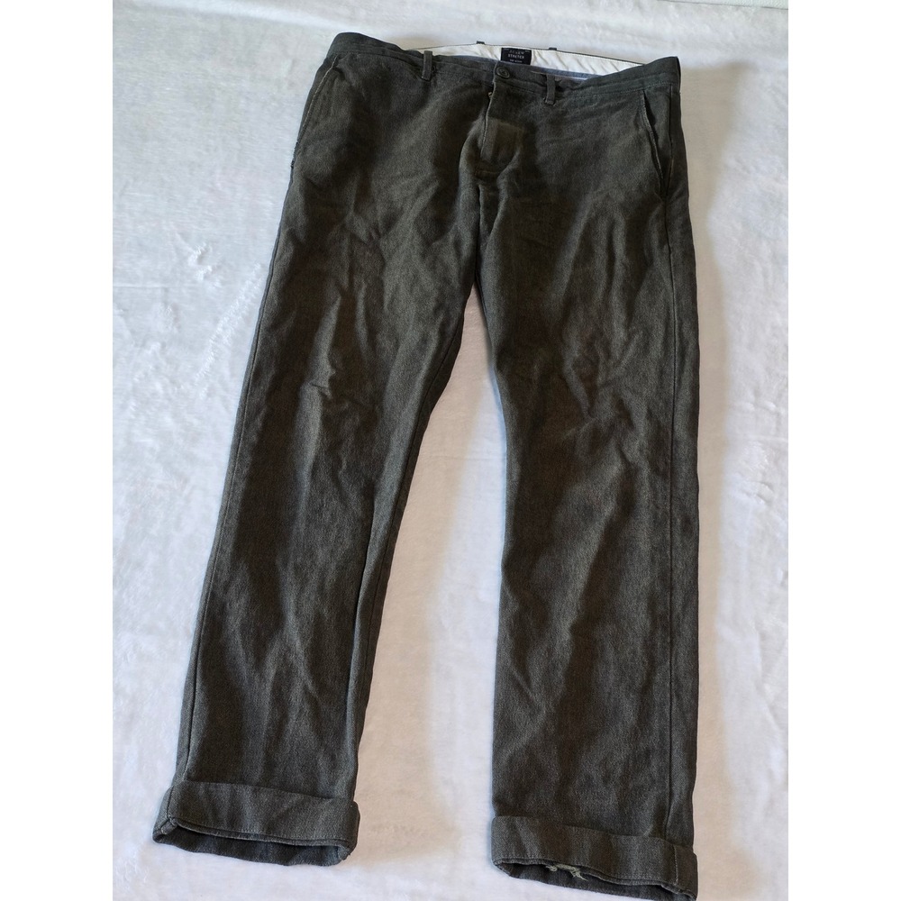 J.Crew 484 Slim Stretch Chino Pants Mens 31x32 Olive Green Textured Cotton Read